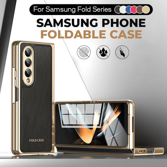 Electroplated Luxury Leather Shell-Film Integrated Protective Shell for Samsung Z Fold6/5/4/3