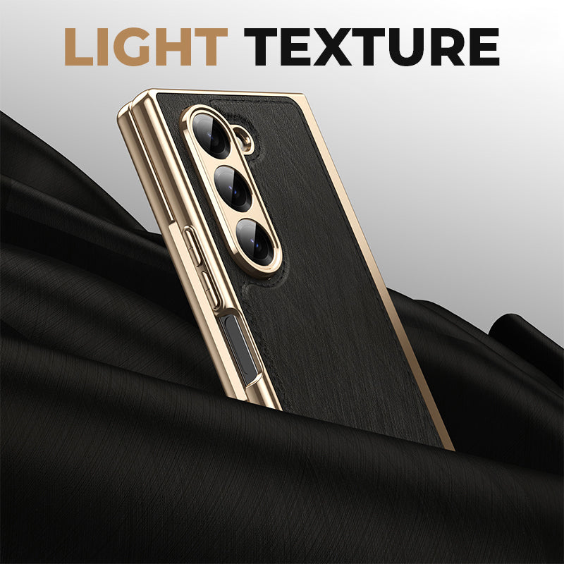 Electroplated Luxury Leather Shell-Film Integrated Protective Shell for Samsung Z Fold6/5/4/3