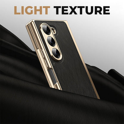 Electroplated Luxury Leather Shell-Film Integrated Protective Shell for Samsung Z Fold6/5/4/3