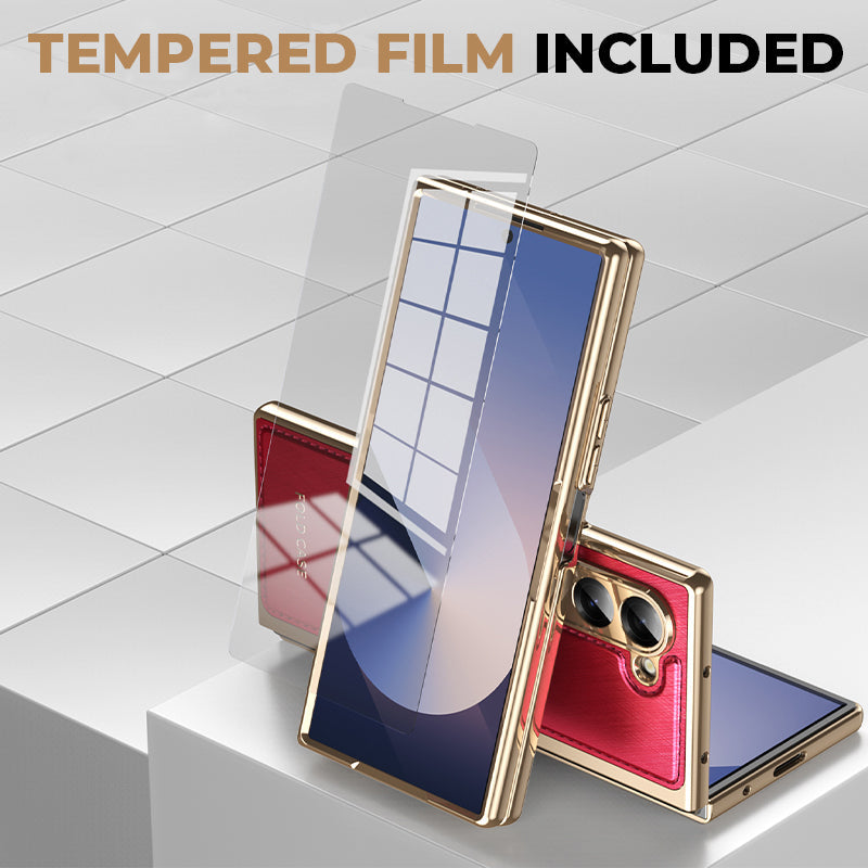 Electroplated Luxury Leather Shell-Film Integrated Protective Shell for Samsung Z Fold6/5/4/3