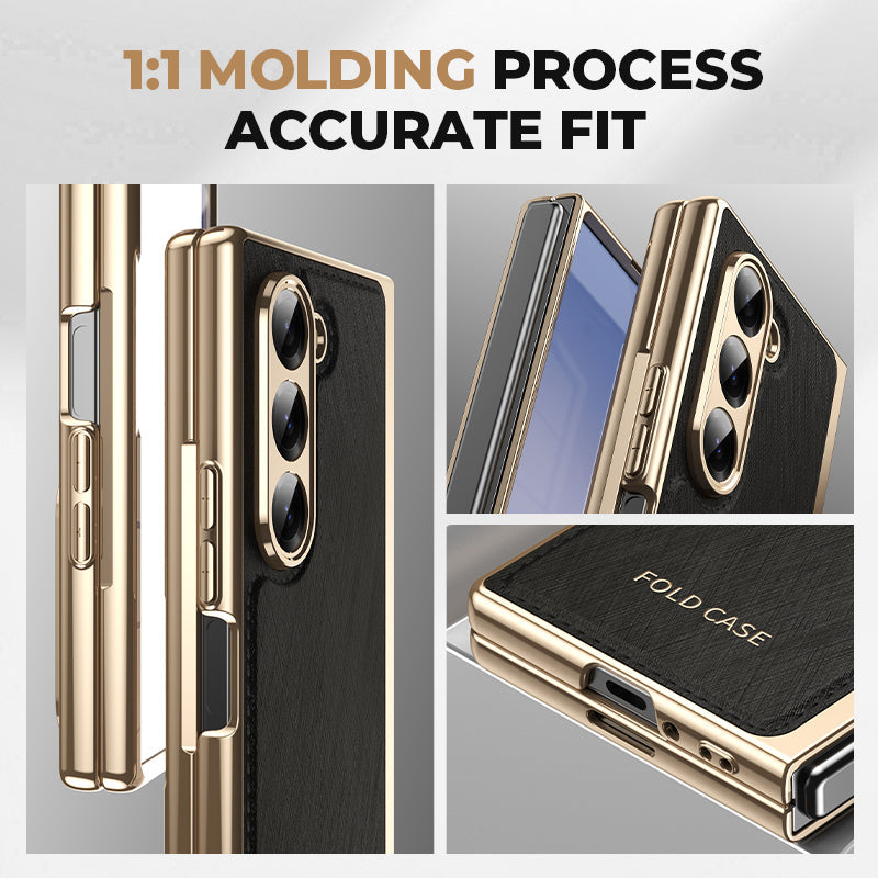 Electroplated Luxury Leather Shell-Film Integrated Protective Shell for Samsung Z Fold6/5/4/3