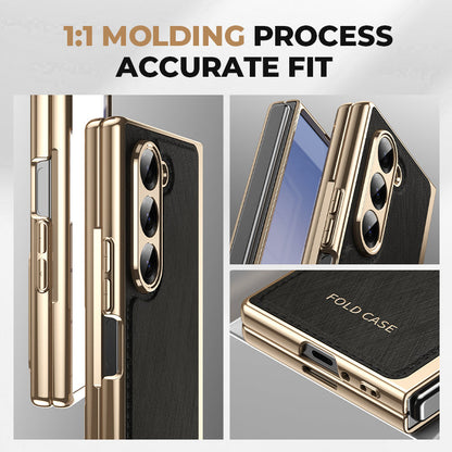 Electroplated Luxury Leather Shell-Film Integrated Protective Shell for Samsung Z Fold6/5/4/3