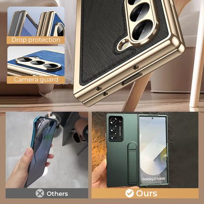 Electroplated Luxury Leather Shell-Film Integrated Protective Shell for Samsung Z Fold6/5/4/3