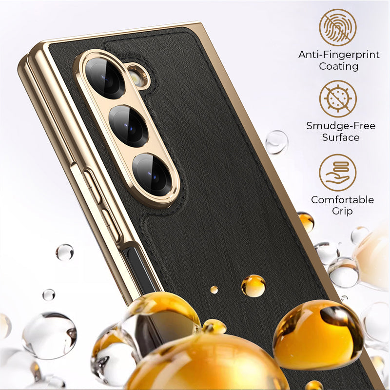 Electroplated Luxury Leather Shell-Film Integrated Protective Shell for Samsung Z Fold6/5/4/3