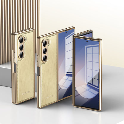 Electroplated Luxury Leather Shell-Film Integrated Protective Shell for Samsung Z Fold6/5/4/3
