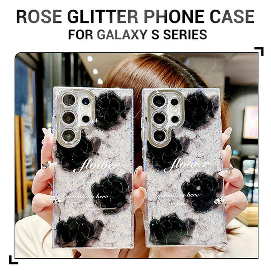 3D Rose Glitter Phone Case for Galaxy S Series