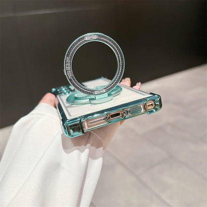 Gyroscope Transparent Phone Case With  Magnetic Bracket for Samsung S22-25