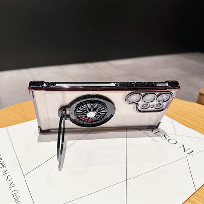 Gyroscope Transparent Phone Case With  Magnetic Bracket for Samsung S22-25