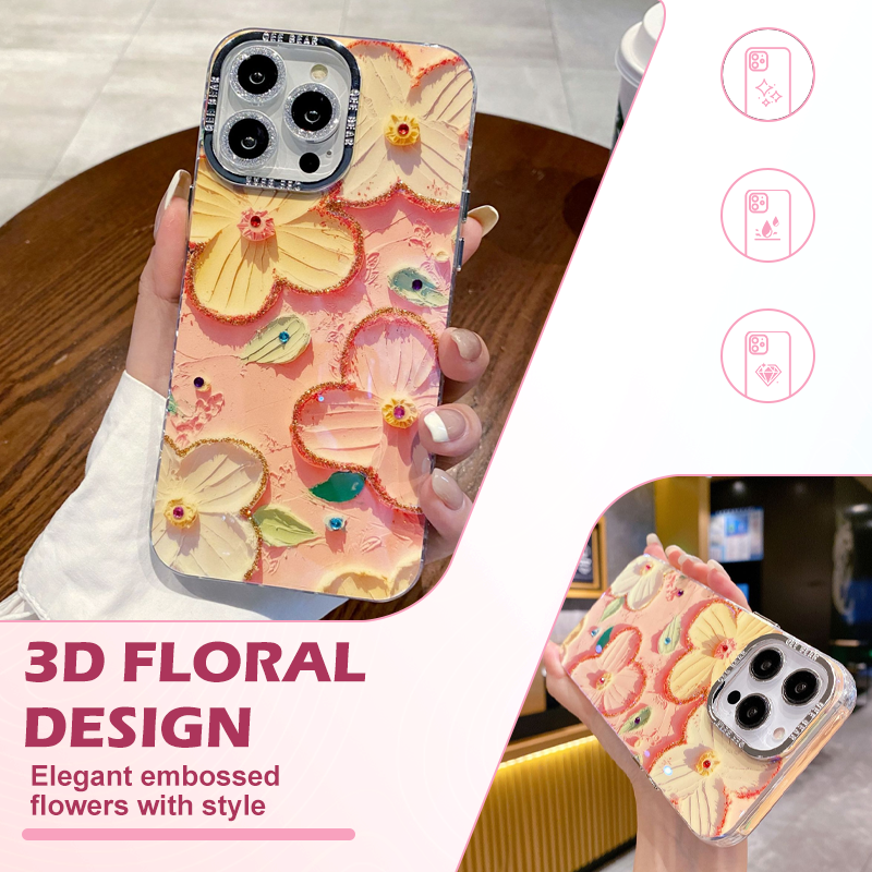 Funda floral para iPhone a prueba de golpes