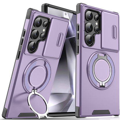 Orange and pink are sold out! 🥳 2026 Hot Seller 🥳💞 Over 50,000 units sold! 🎬🔥 50% off! Samsung 3-in-1 Magnetic Phone Case – Plug and play stand + camera bump protection + all-around protection. Your all-around everyday shield. 🛡️🧲