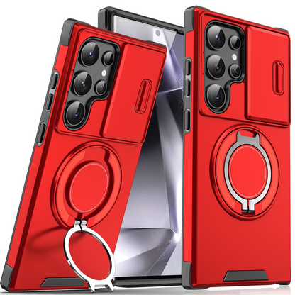 Orange and pink are sold out! 🥳 2026 Hot Seller 🥳💞 Over 50,000 units sold! 🎬🔥 50% off! Samsung 3-in-1 Magnetic Phone Case – Plug and play stand + camera bump protection + all-around protection. Your all-around everyday shield. 🛡️🧲