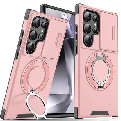 Orange and pink are sold out! 🥳 2026 Hot Seller 🥳💞 Over 50,000 units sold! 🎬🔥 50% off! Samsung 3-in-1 Magnetic Phone Case – Plug and play stand + camera bump protection + all-around protection. Your all-around everyday shield. 🛡️🧲