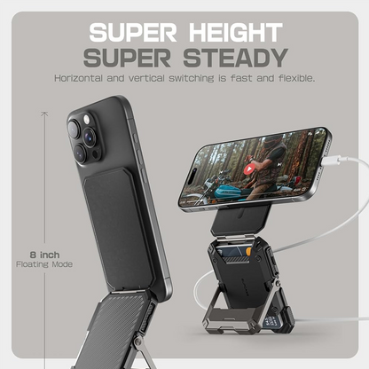 🧲📲2-in-1 Foldable Magnetic Phone Stand，Tripod Phone Stand Credit Card Holder for iPhone 16/15/14/13/12 SUPCASE Adjustable Phone Stand Compatible with MagSafe