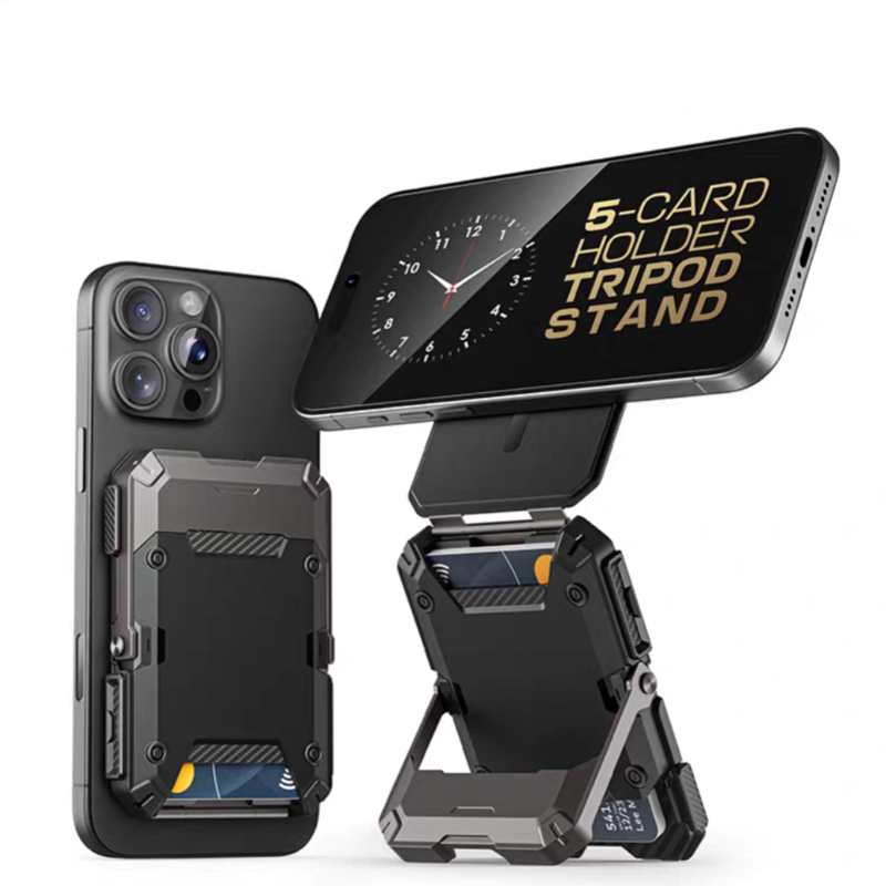 🧲📲2-in-1 Foldable Magnetic Phone Stand，Tripod Phone Stand Credit Card Holder for iPhone 16/15/14/13/12 SUPCASE Adjustable Phone Stand Compatible with MagSafe