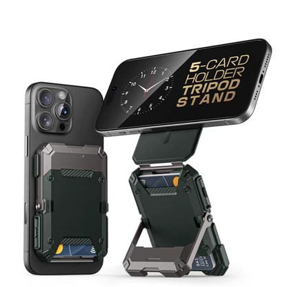 🧲📲2-in-1 Foldable Magnetic Phone Stand，Tripod Phone Stand Credit Card Holder for iPhone 16/15/14/13/12 SUPCASE Adjustable Phone Stand Compatible with MagSafe