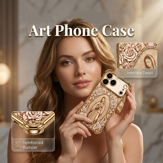 📱✨ Gold Art Phone Case – 3D Floral Relief, Shock-Resistant Protection🌿✅