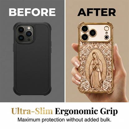 📱✨ Gold Art Phone Case – 3D Floral Relief, Shock-Resistant Protection🌿✅