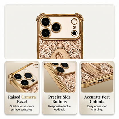 📱✨ Gold Art Phone Case – 3D Floral Relief, Shock-Resistant Protection🌿✅