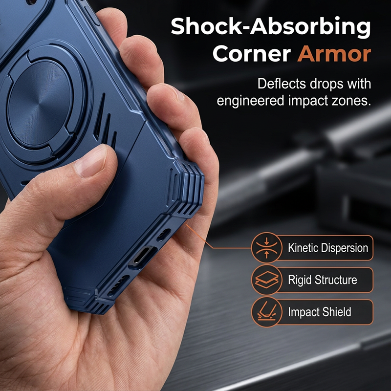 Mecha Armor Phone Case for iPhone 17 Pro/17 Pro Max, 16 Pro/16 Pro Max, 15 Pro/15 Pro Max, Military Grade Shockproof Protective Cover, Aerospace Material Rugged Luxury Tech Case
