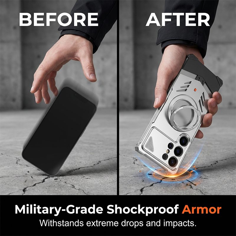 Mecha Armor Phone Case for Samsung Galaxy S25Ultra SamsungZ Fold 7,SamsungZ Fold6, Military Grade Shockproof Protective Cover, Aerospace Material Rugged Luxury Tech Case